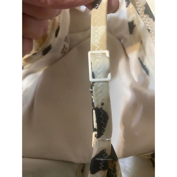 Aerie Leopard Print Bikini Top Strappy Bralette Top Polyester Scoop Crop Size M - Picture 4 of 4